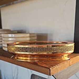 Source Unknown Gold and Copper Decorative Tray
